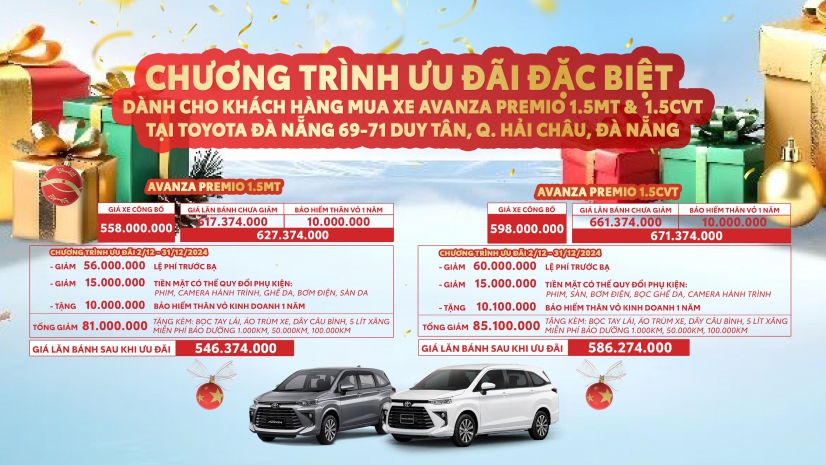 SIÊU ƯU ĐÃI AVANZA PREMIO THÁNG 12 TẠI TOYOTA ĐÀ NẴNG