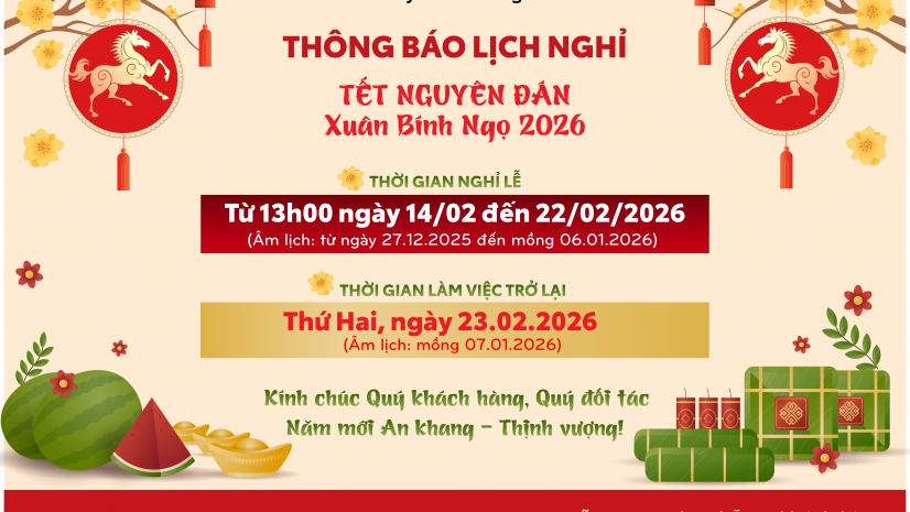 TOYOTA ĐÀ NẴNG THÔNG BÁO LỊCH NGHỈ TẾT NGUYÊN ĐÁN BÍNH NGỌ 2026 