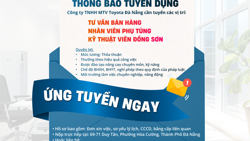 TOYOTA ĐÀ NẴNG THÔNG BÁO TUYỂN DỤNG