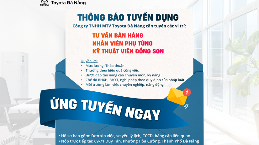 TOYOTA ĐÀ NẴNG THÔNG BÁO TUYỂN DỤNG