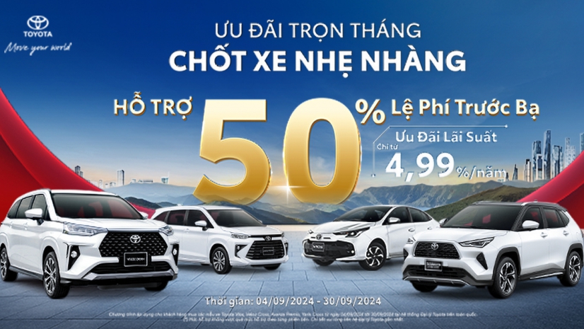 TOYOTA ĐÀ NẴNG TIẾP TỤC TRIỂN KHAI CHƯƠNG TRÌNH KHUYẾN MẠI CHO MẪU XE VIOS, VELOZ CROSS, AVANZA PREMIO VÀ YARIS CROSS TRONG THÁNG 09/2024