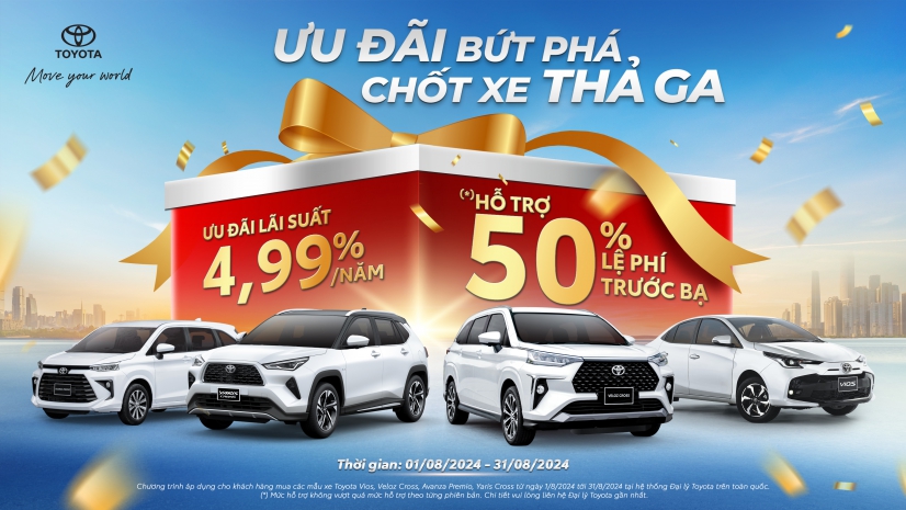 TOYOTA ĐÀ NẴNG TRIỂN KHAI CHƯƠNG TRÌNH KHUYẾN MẠI CHO MẪU XE VIOS, VELOZ CROSS, AVANZA PREMIO VÀ YARIS CROSS TRONG THÁNG 08/2024