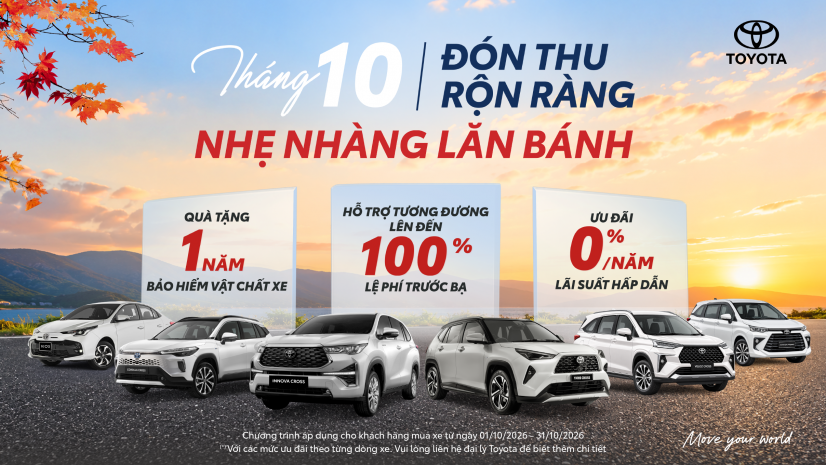 Toyota Đà Nẵng triển khai chương trình ưu đãi cho khách hàng mua xe tháng 10/2026