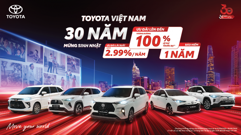 TOYOTA VIỆT NAM RA MẮT PHIÊN BẢN ĐẶC BIỆT KỶ NIỆM 30 NĂM THÀNH LẬP CÙNG NHIỀU ƯU ĐÃI HẤP DẪN TRONG THÁNG 9